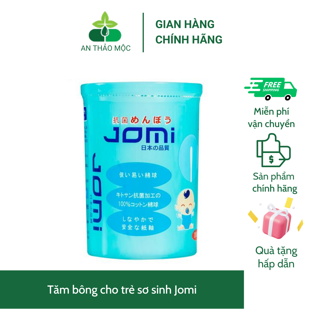 Tăm bông cho trẻ sơ sinh Jomi,vệ sinh lau tai mũi cho bé.Lọ 200 que nhỏ 2 đầu