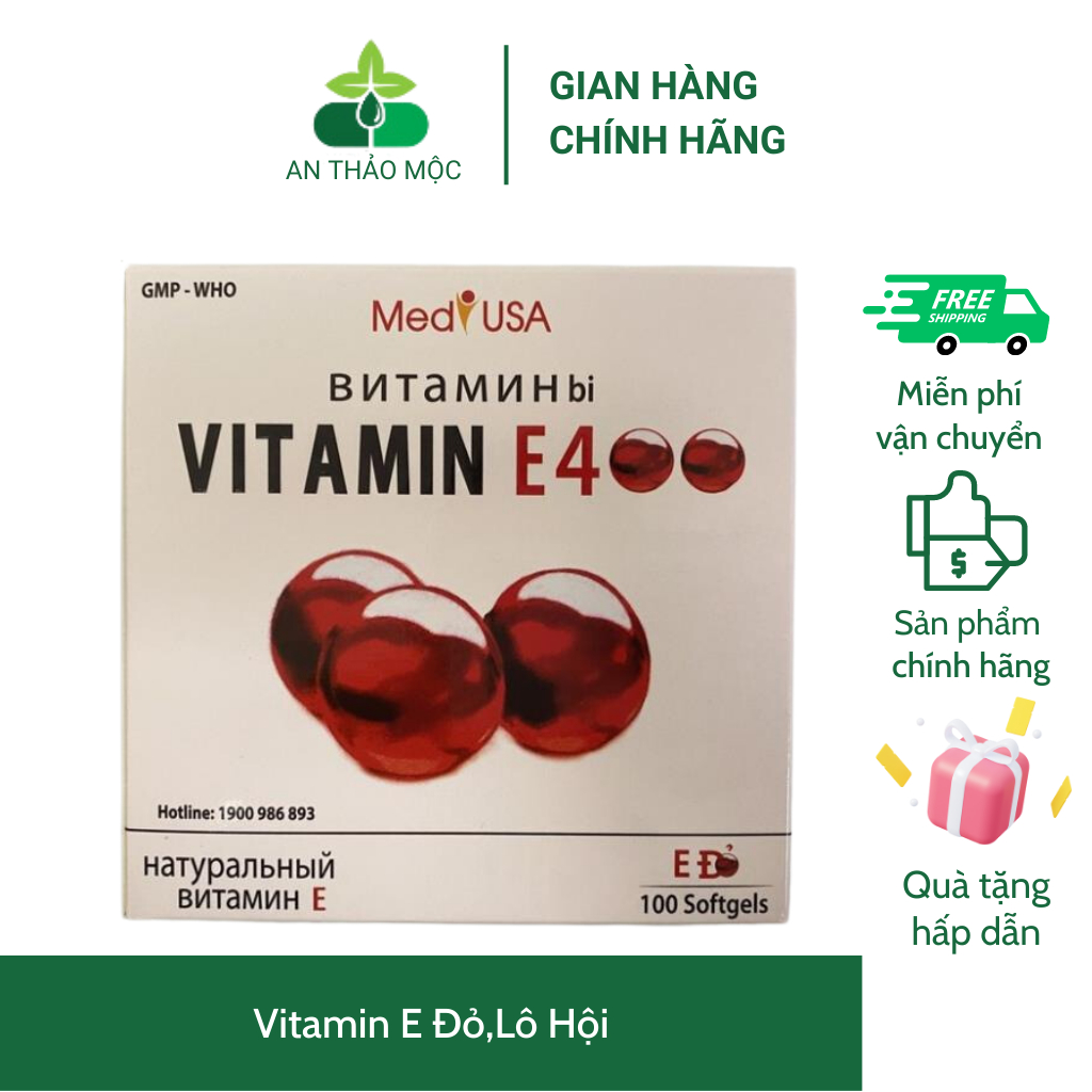 Vitamin E Đỏ,Lô Hội.100 Viên.Giúp Cải Thiện Chống Lão Hóa Da,Sáng Và Mịn Da