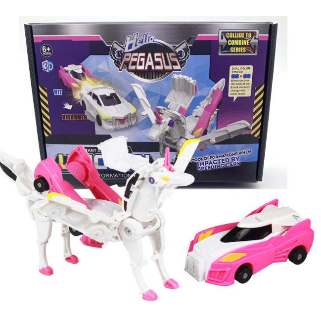 Đồ Chơi Xe Ô tô Biến Hình Kỳ Lân Unicorn Pegasus - Xe Ô Tô Biến Hình Tự Động Hai Robot Ngựa Cho Bé Trai Bé Gái