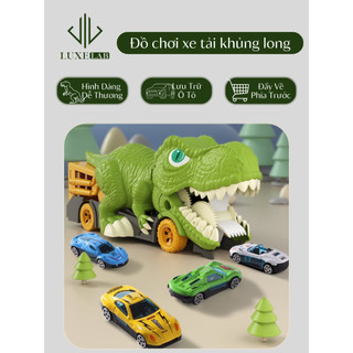 Xe đồ chơi khủng long nuốt chửng ô tô tặng kèm 6 chiếc xe hơi cho bé luxelab 12321