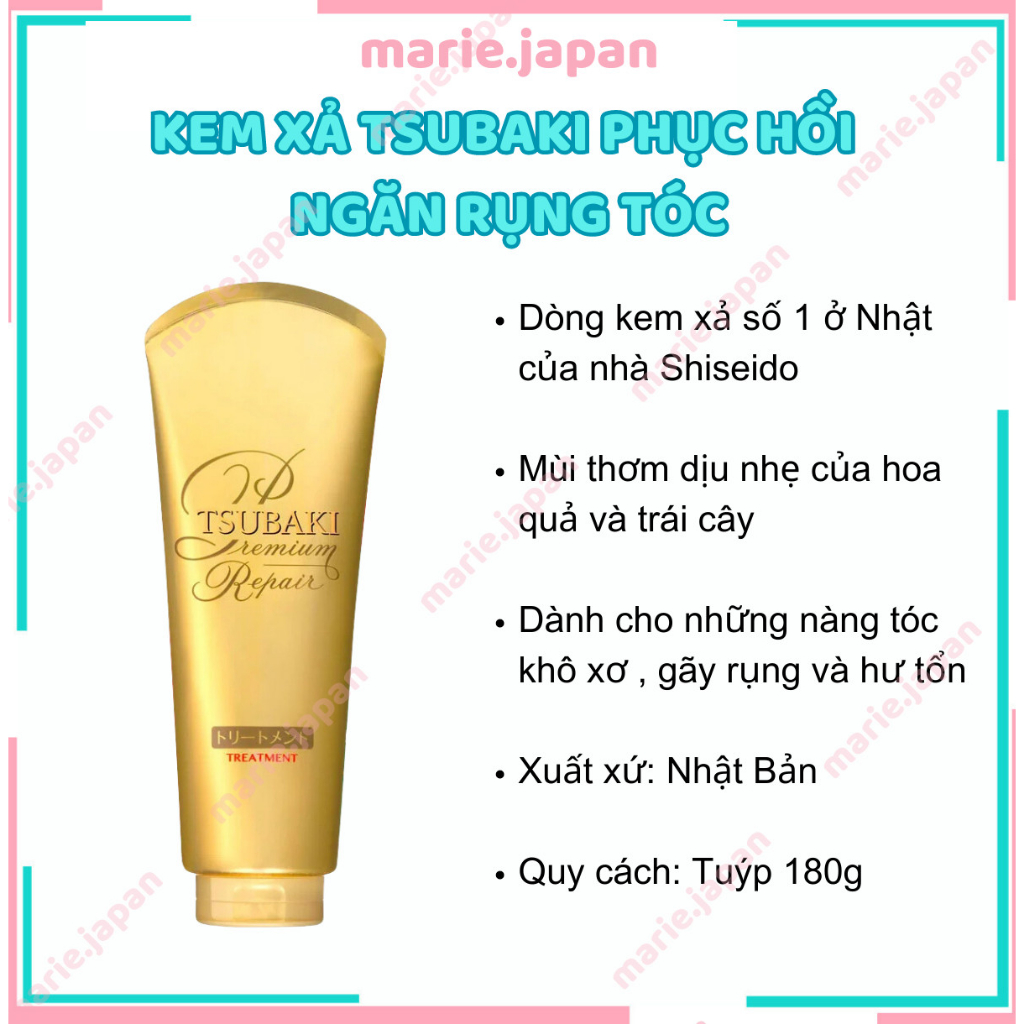 Kem xả Tsubaki phục hồi ngăn rụng tóc Premium Repair Tsubaki - Tuýp 180g