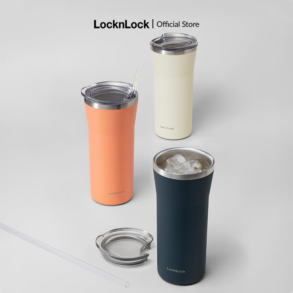 Bình giữ nhiệt Lock&Lock Daily Essential tumbler 870ml thép không gỉ kèm ống hút và cọ rửa LHC4325