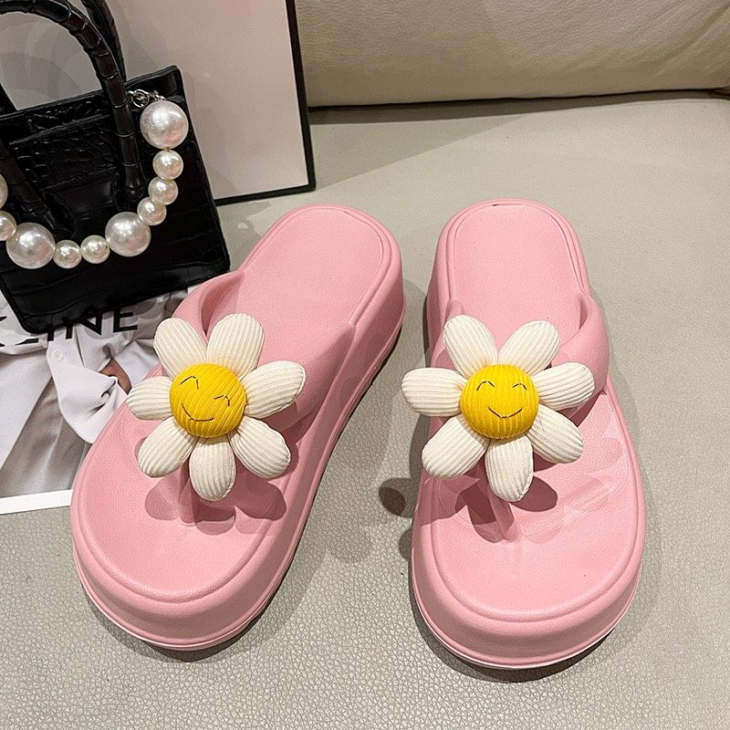 Dép Nữ Tông Hoa Cúc độn đế 7cm Thời Trang Đi Bộ Ngoài Trời