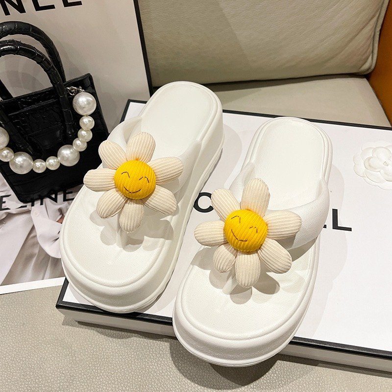 Dép Nữ Tông Hoa Cúc độn đế 7cm Thời Trang Đi Bộ Ngoài Trời