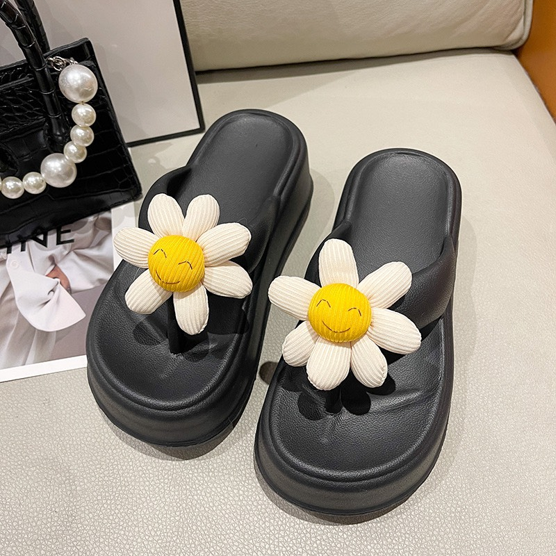 Dép Nữ Tông Hoa Cúc độn đế 7cm Thời Trang Đi Bộ Ngoài Trời