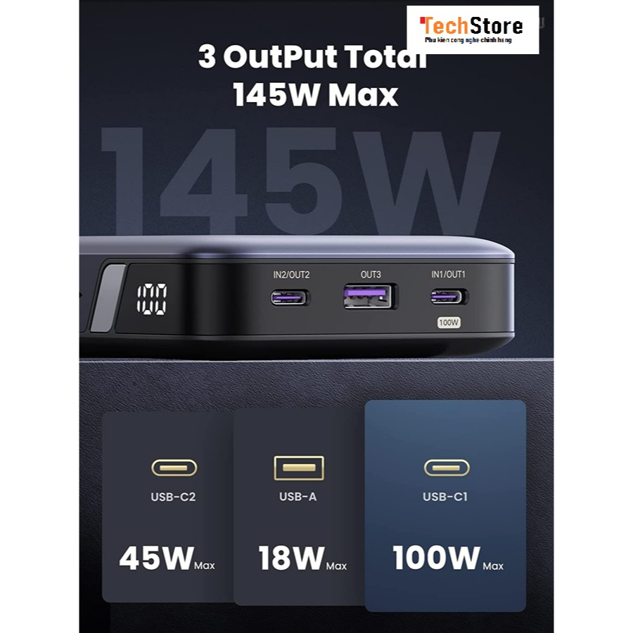 Pin sạc dự phòng UGREEN 90597A - 145W, 25.000mAh