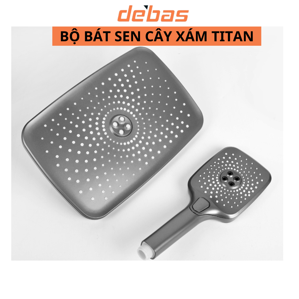 Bộ bát sen cây tắm đứng xám titan cao cấp Debas