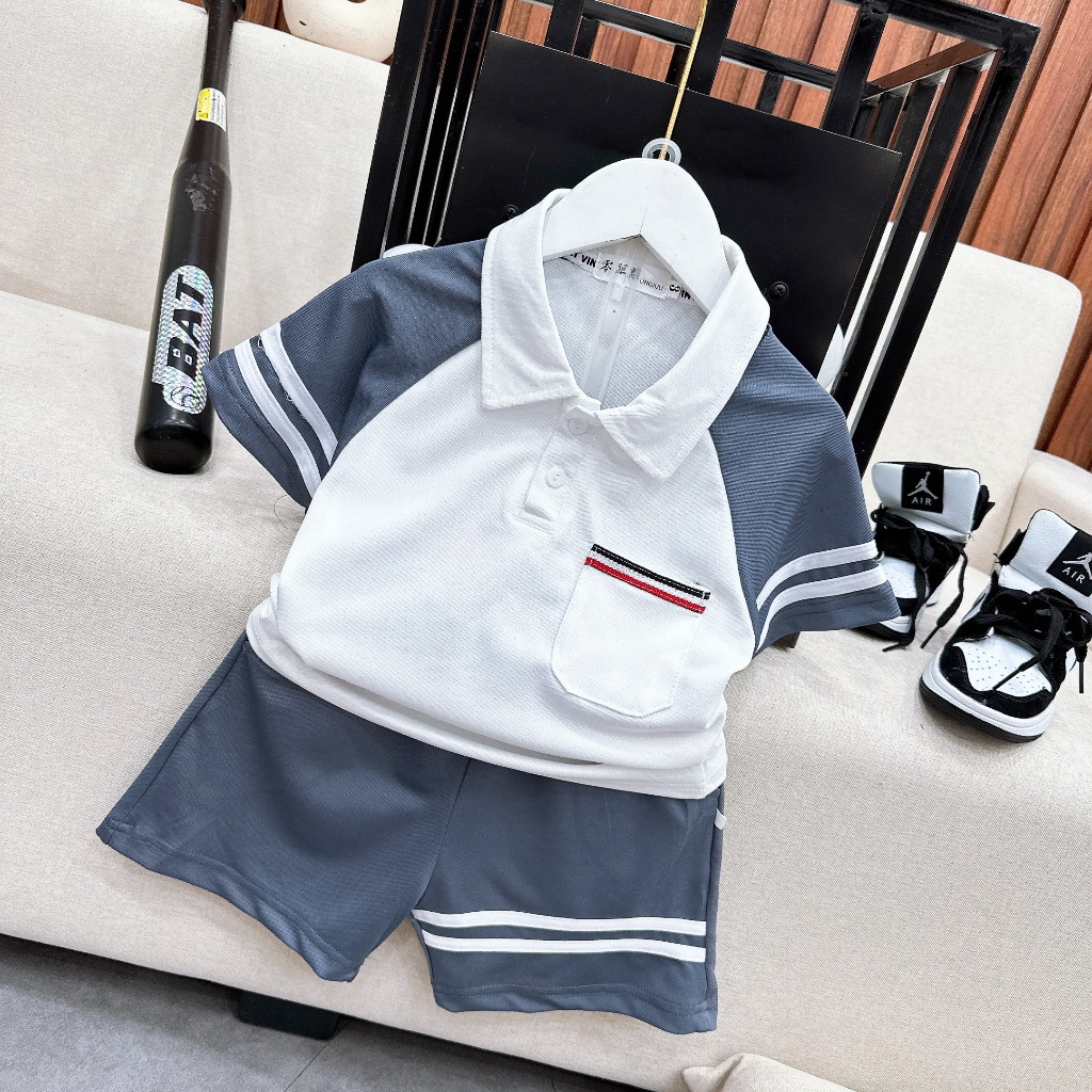 Bộ đồ bé trai Quần áo trẻ em, quần áo bé trai set đồ polo mùa hè cho bé đi học đi chơi PL02