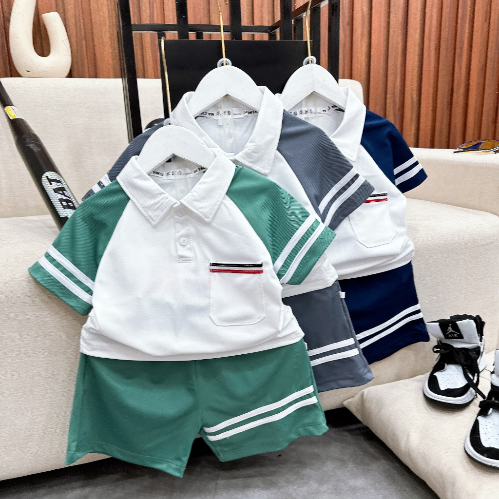 Bộ đồ bé trai Quần áo trẻ em, quần áo bé trai set đồ polo mùa hè cho bé đi học đi chơi PL02