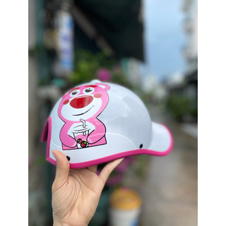 nón kết gấu dâu có lổ cột tóc