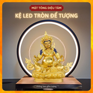 Kệ đèn Led tròn hào quang để tượng phật, đèn led trang trí tiểu cảnh, để bàn, decor thác khói trầm hương phong thủy