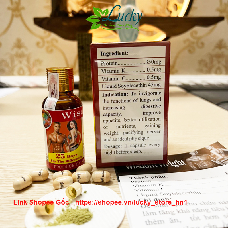 Tăng Cân Wisdom Weight Tăng Cân An Toàn Không Tích Nước Chính Hãng INDONESIA Hộp 25 Viên