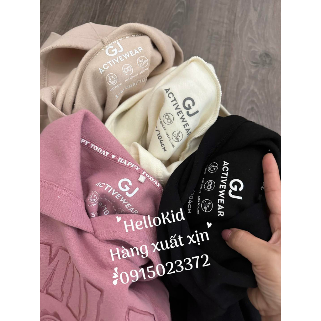 Áo nỉ hoodie hình thêu logo cho bé