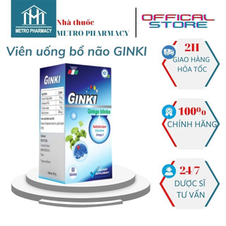  Viên uống bổ não GINKI-Nhập khẩu Pháp-Tăng cường tuần hoàn não hỗ trợ sau tai biến mạch máu não-Giảm hoa mắt chóng mặt 