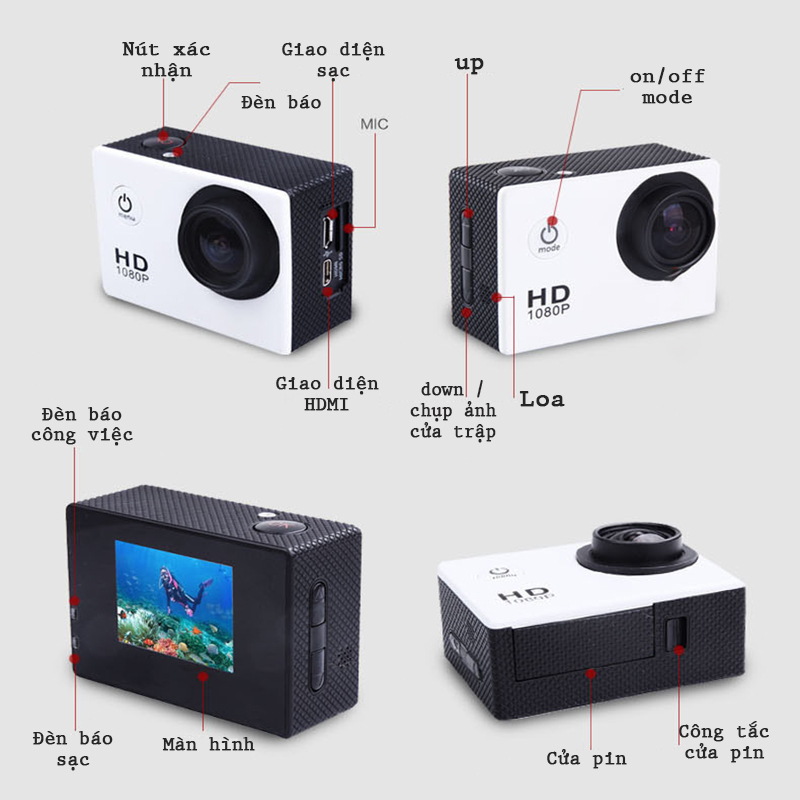 Camera thể thao 4K-Máy ảnh thể thao HD 1080p chống rung máy ảnh dưới nước máy ảnh thể thao ngoài trời-Sj4000