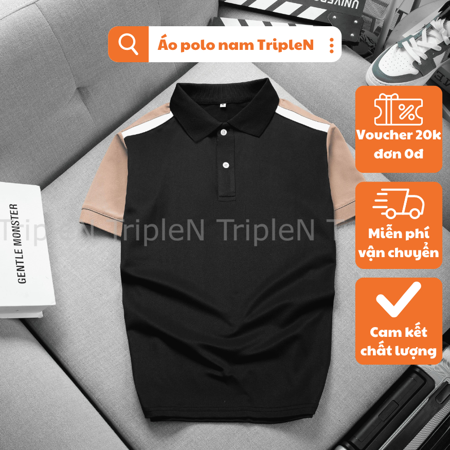 Áo thun polo nam tay ngắn thiết kế trẻ trung, năng động, chất liệu vải cá sấu co giãn 4 chiều thoáng mát
