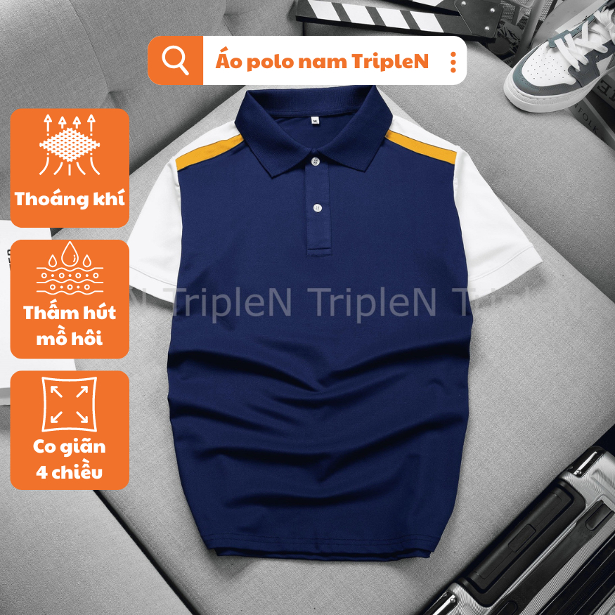 Áo thun polo nam tay ngắn thiết kế trẻ trung, năng động, chất liệu vải cá sấu co giãn 4 chiều thoáng mát