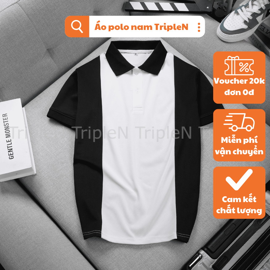 Áo polo nam tay ngắn TripleN chất vải cá sấu cao cấp co giãn thoáng mát, màu sắc trẻ trung