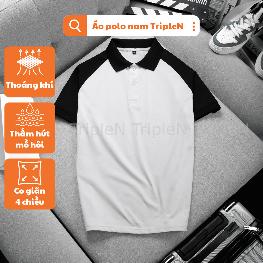Áo polo nam tay ngắn TripleN chất vải cá sấu cao cấp co giãn thoáng mát, màu sắc trẻ trung