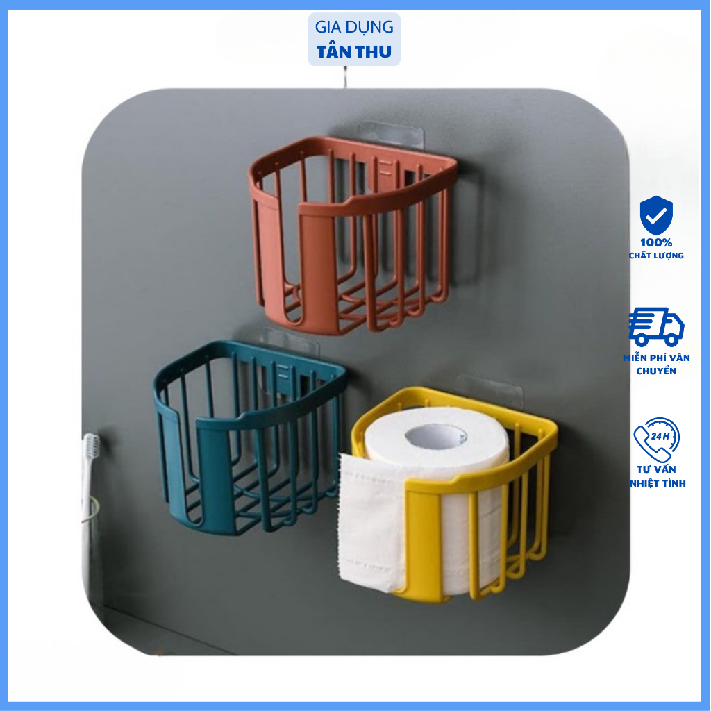 Giỏ đựng giấy vệ sinh dán tường tiện ích Việt Nhật đa năng bằng nhựa tiện dụng, dụng cụ phòng tắm, phòng vệ sinh