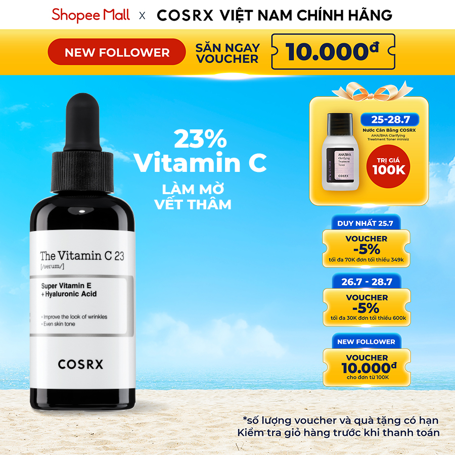 Tinh chất COSRX 20ml Vitamin C 23% làm đều màu da/ Niacinamide 15% chăm sóc da mụn/ Hyaluronic 3% làm mát cấp ẩm