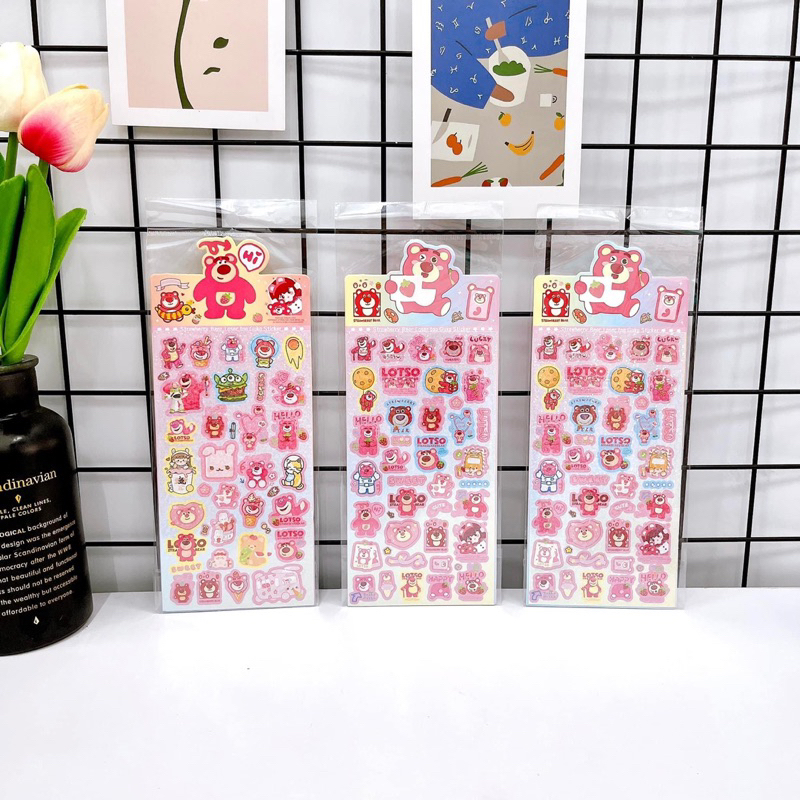 Sticker Gấu Dâu Nhũ Nhiều Chi Tiết