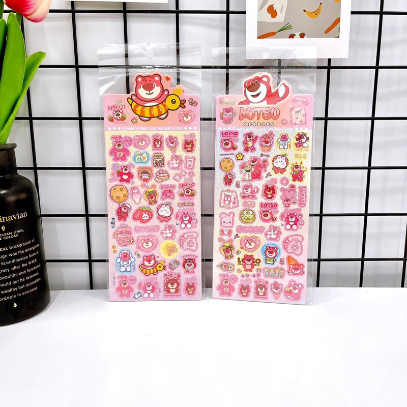 Sticker Gấu Dâu Nhũ Nhiều Chi Tiết