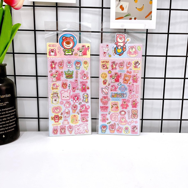 Sticker Gấu Dâu Nhũ Nhiều Chi Tiết