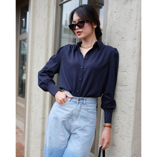 Áo sơmi tay phồng ⚜️⚜️⚜️ màu xanh than⚜️⚜️⚜️ tôn da trendy