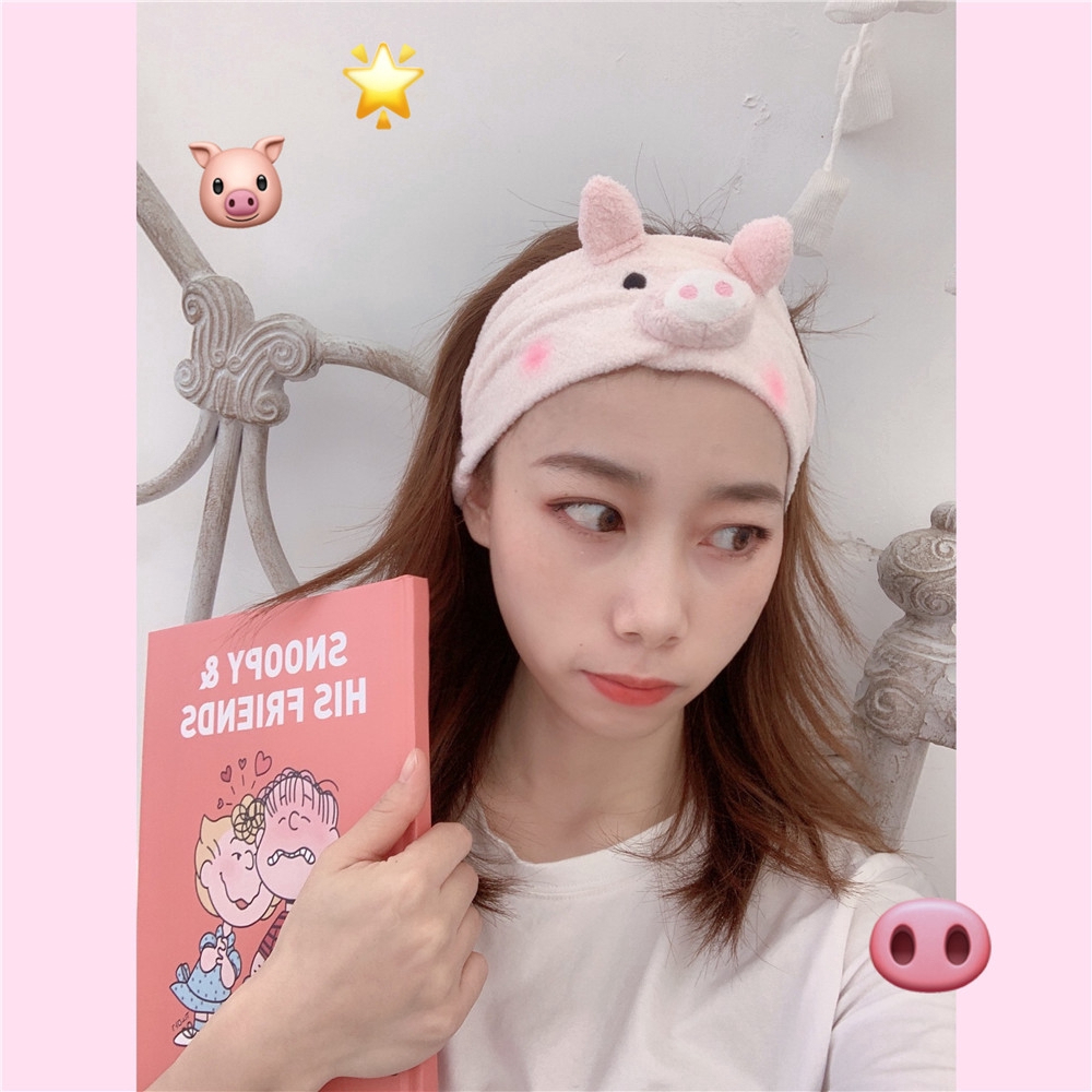 Băng đô rửa mặt bờm cài tóc turban dễ thương cute hình heo, chun cài tóc gọn gàng cho nữ dễ thương
