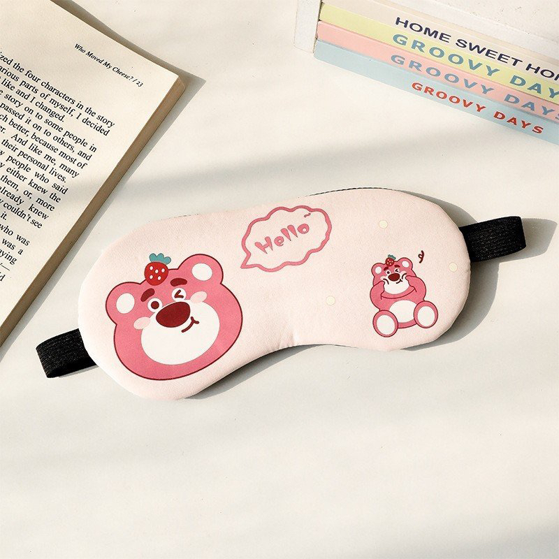Bịt Mắt Hình Gấu Dâu Lotso Kèm Túi Gel Massage