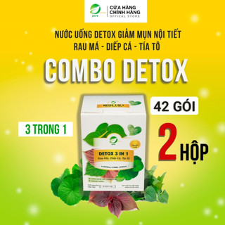 Combo 2 hộp Bột Detox 3 in 1 Rau má Diếp cá Tía tô EHERBAL (42 gói)