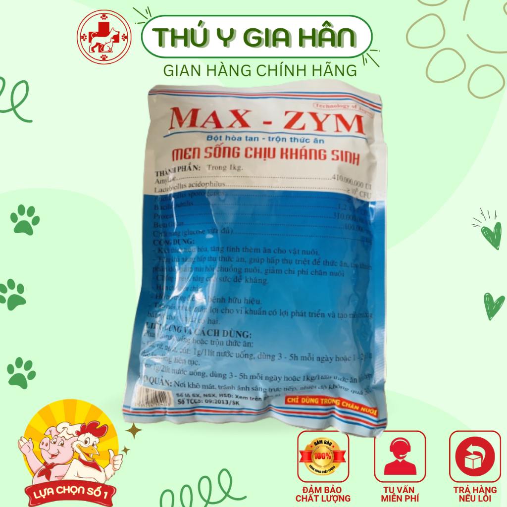 Men tiêu hóa Max-Zym Sakan 1Kg - Men sống chịu kháng s, inh cho chó, mèo,lợn,gà