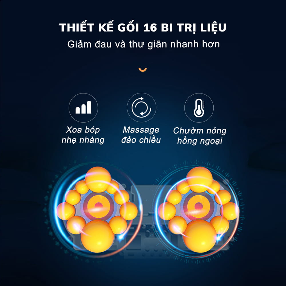 Gối Massage Cổ Vai Gáy 20 Bi, Gối Mát Xa Cổ Vai Gáy Hồng Ngoại Cao Cấp Chính Hãng Công Nghệ Nhật Bản Hỗ Trợ Mát Xa Toàn