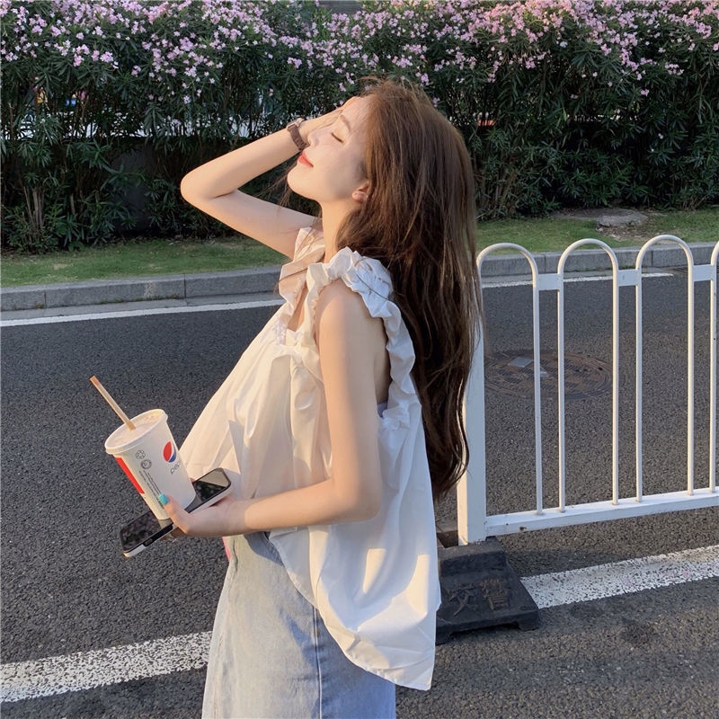 Áo hai dây ulzzang quai bèo bản to, Áo babydoll hai dây KEMIE SHOP