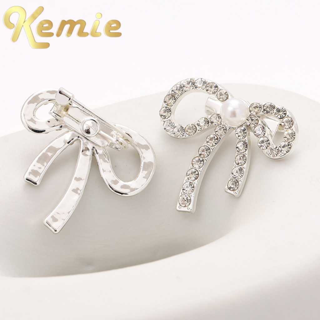 Ghim cài áo hình nơ đính đá nhân tạo thời trang cho nữ