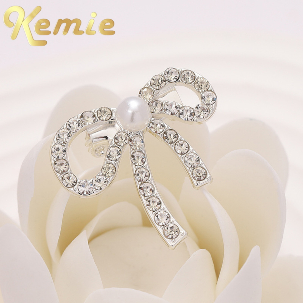 Ghim cài áo hình nơ đính đá nhân tạo thời trang cho nữ