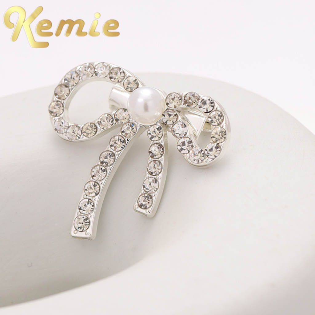 Ghim cài áo hình nơ đính đá nhân tạo thời trang cho nữ