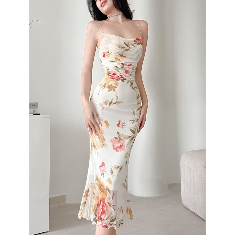 đầm đuôi cá hoa