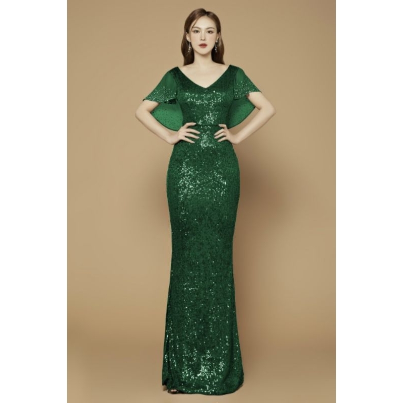 Đầm dạ hội dự tiệc kim sa tay loa - Mua váy dạ hội dáng dài sang chảnh