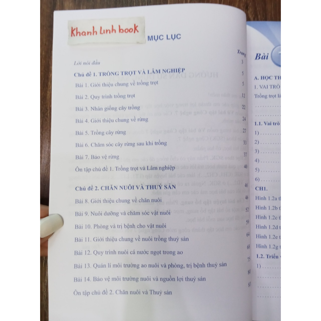 Sách - Vở bài tập công nghệ 7