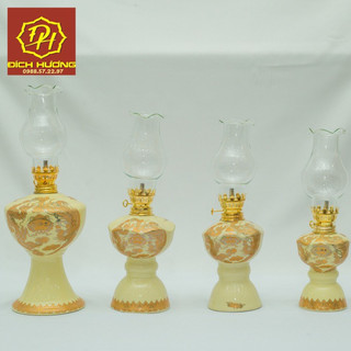Đèn tờ dầu men vàng phúc lộc thọ(chiều cao gồm bóng)
