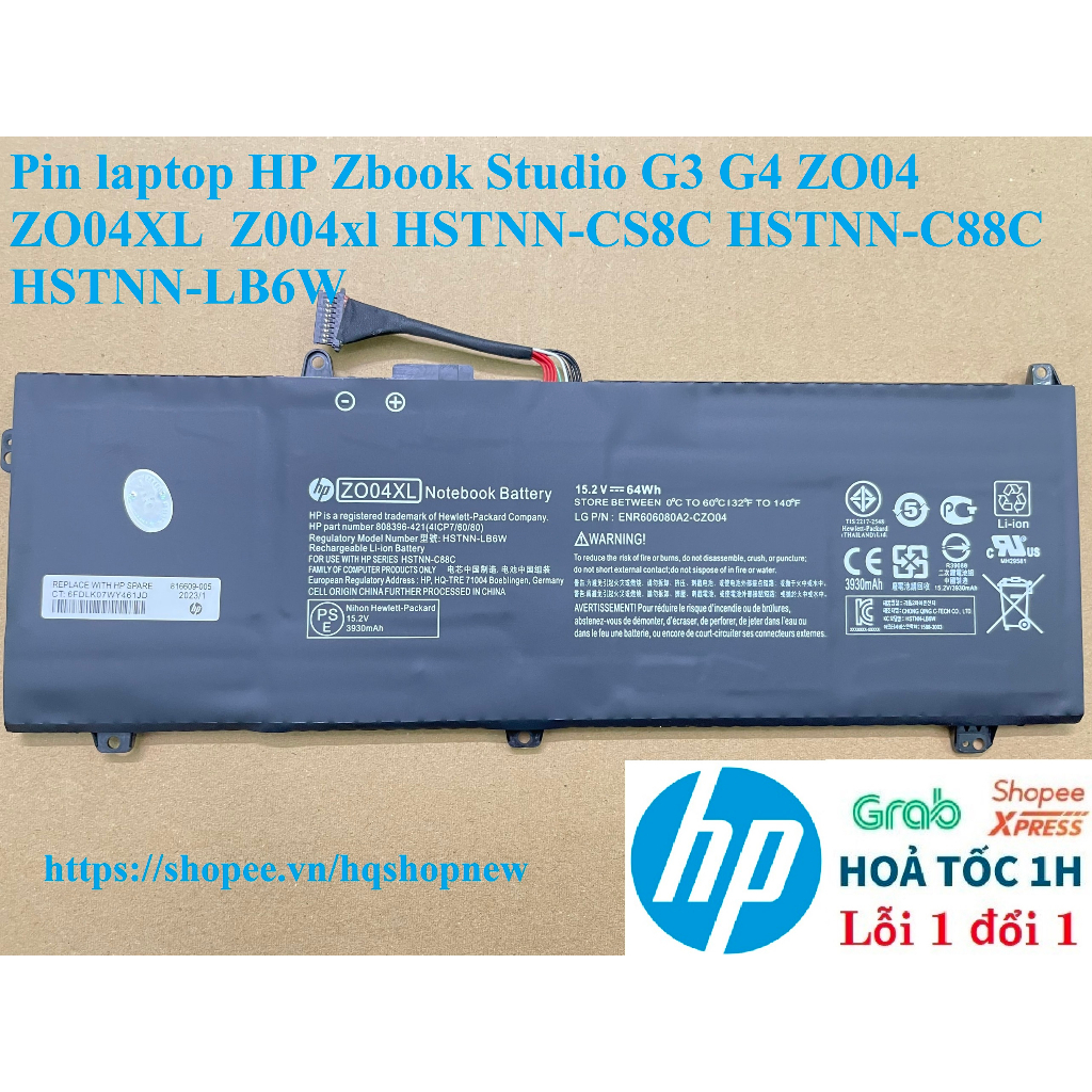 ⚡ Pin laptop HP Zbook Studio G3 G4 ZO04 ZO04XL  Z004xl HSTNN-CS8C HSTNN-C88C HSTNN-LB6W