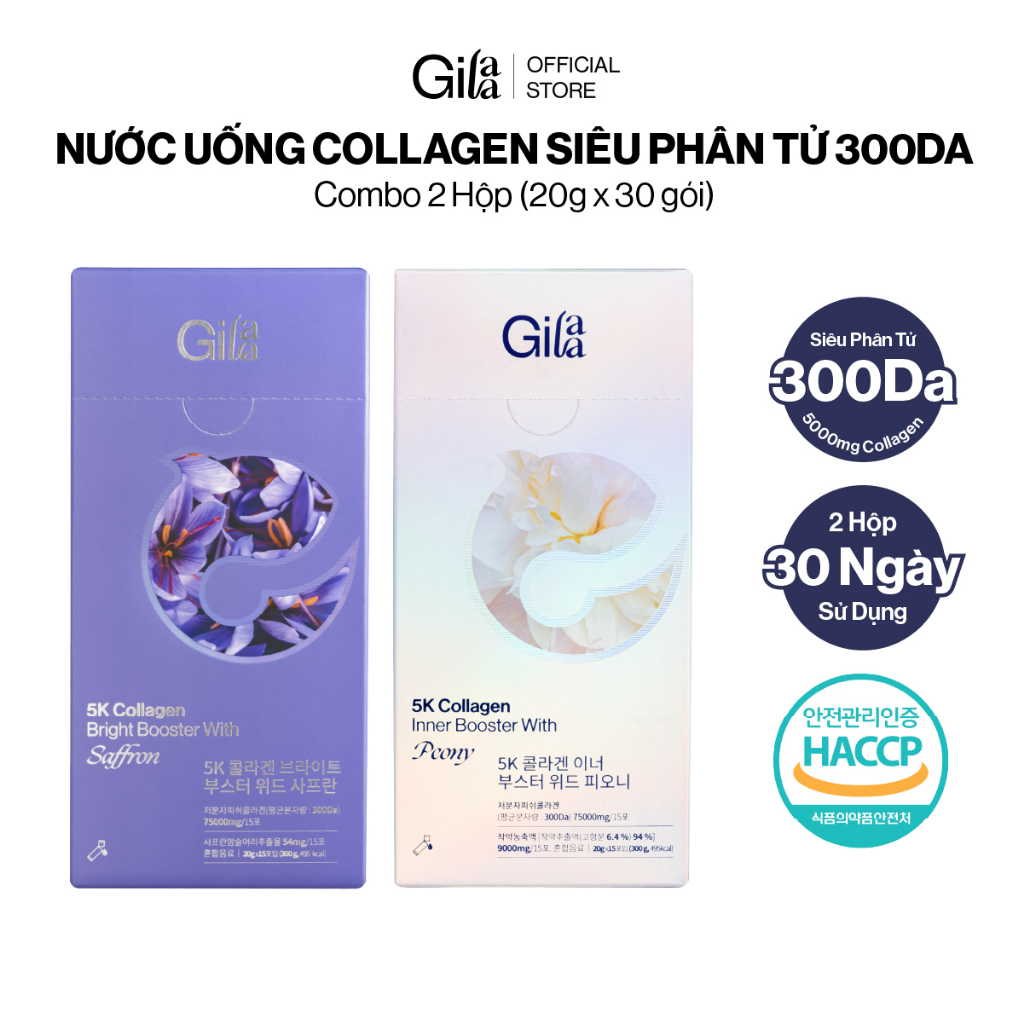 COMBO 2 HỘP NƯỚC UỐNG COLLAGEN SIÊU PHÂN TỬ 300DA TRẺ HÓA (20g x 15 gói)
