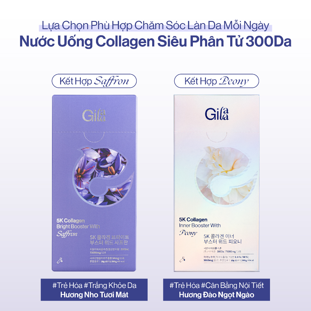 COMBO 2 HỘP NƯỚC UỐNG COLLAGEN SIÊU PHÂN TỬ 300DA TRẺ HÓA (20g x 15 gói)