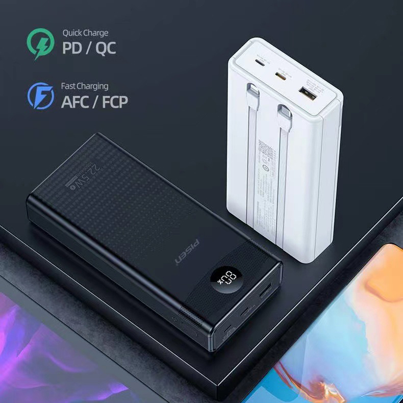 Pin dự phòng sạc nhanh PISEN Quick LS-DY133 dung lượng 30000mAh tích hợp 2 cáp sạc - Hỗ trợ QC 22.5W và PD 20W (2 màu)