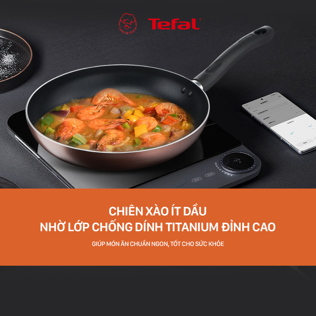 Chảo chống dính Tefal Day By Day dùng cho bếp từ size 24cm, 28cm - Bảo hành 2 năm