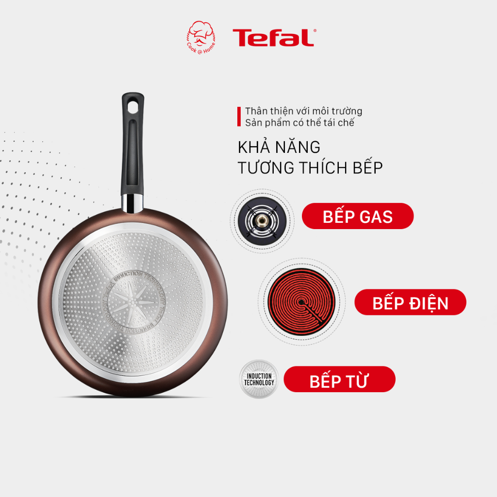 Chảo chống dính Tefal Day By Day dùng cho bếp từ size 24cm, 28cm - Bảo hành 2 năm