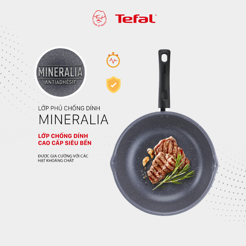 Chảo chống dính vân đá sâu lòng Tefal Cook Healthy dùng bếp từ 24cm/ 26cm/ 28cm - Bảo hành 2 năm