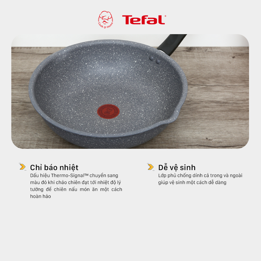 Chảo chống dính vân đá sâu lòng Tefal Cook Healthy dùng bếp từ 24cm/ 26cm/ 28cm - Bảo hành 2 năm